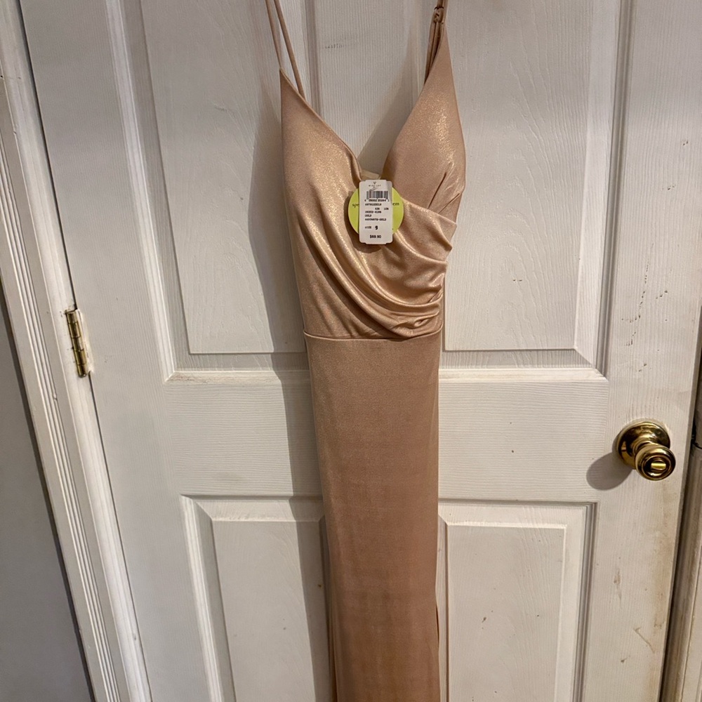 Windsor Shimmering Gold Backless Dress